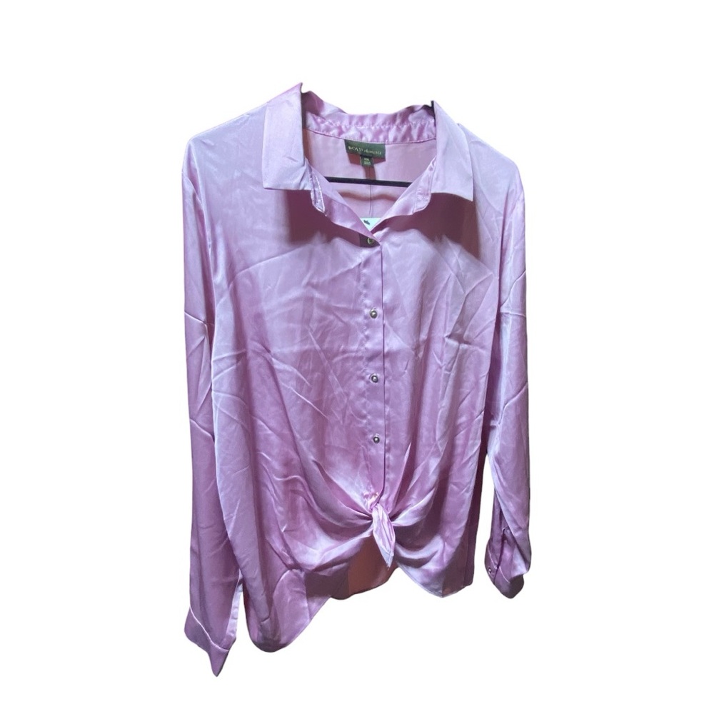 BOLD elements Light Pink Button Down Tie-Front Sh… - image 2